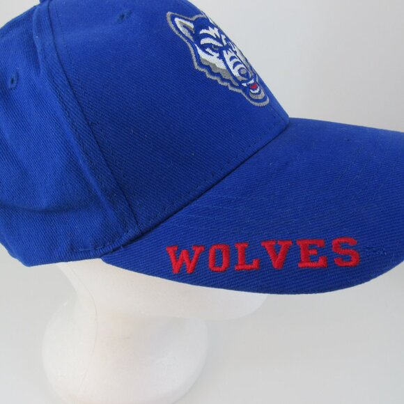 Russell Wolves Embroidered Logo Men's Blue Adjustable Strap Back Cap Hat - Picture 3 of 9